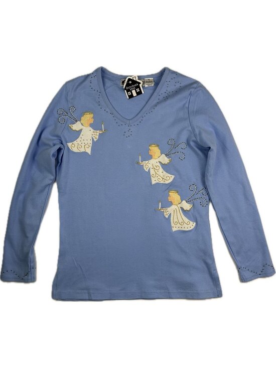 Storybook Knits Tops - Storybook Knits Women’s Angels Sweatshirt Crew Neck Top Long Sleeves Blue XS NWT
